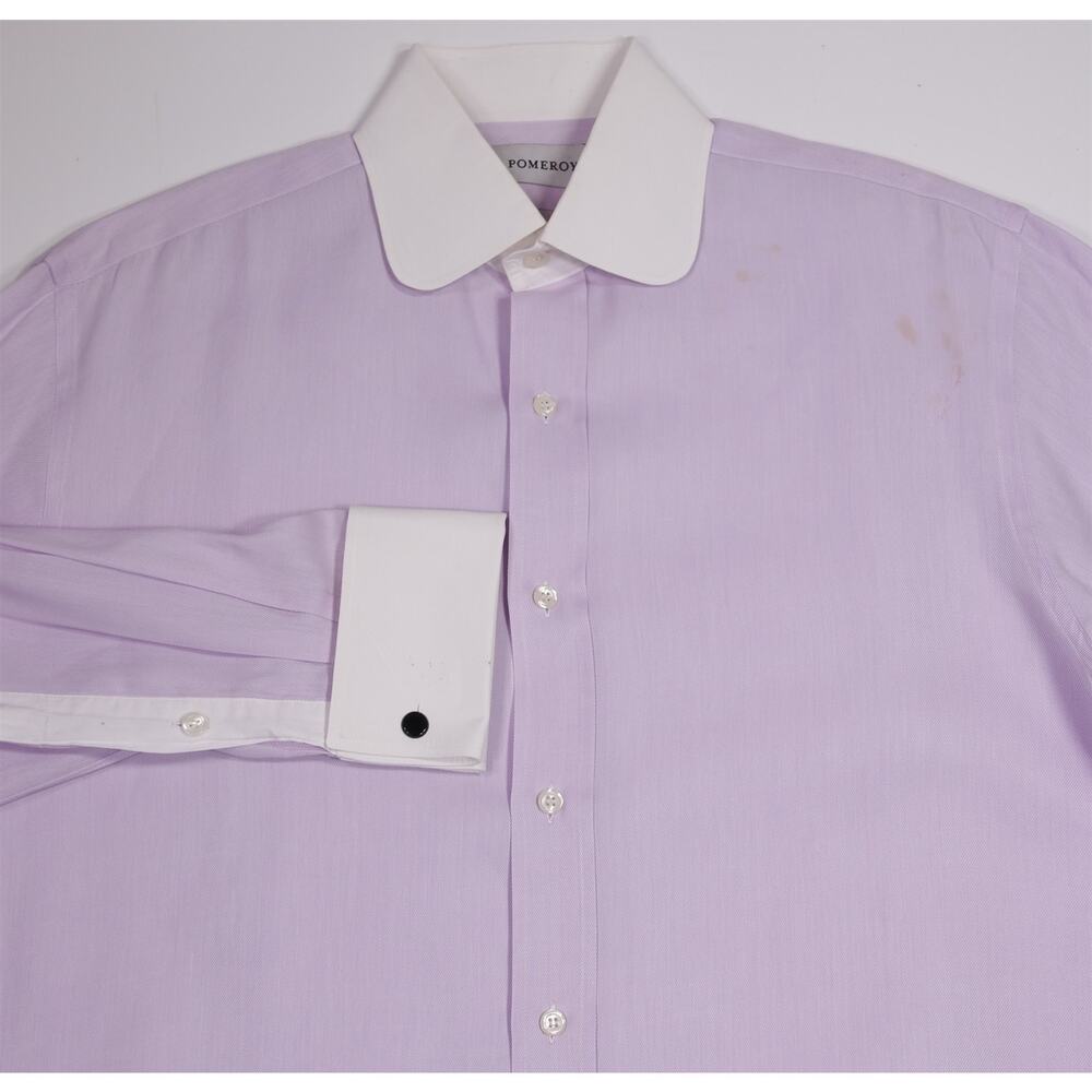 Edgar Pomeroy Custom Light Purple Twill French Cuff Cotton Dress Shirt 15.5-34